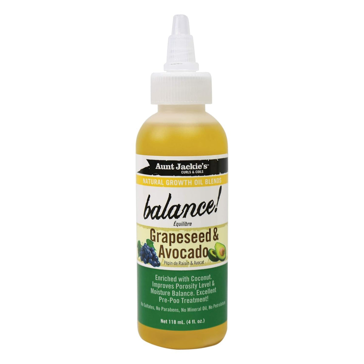 Aunt Jackie's Natural Growth Oil Moisture Balance Grapeseed & Avocado Oil - 118ml-0