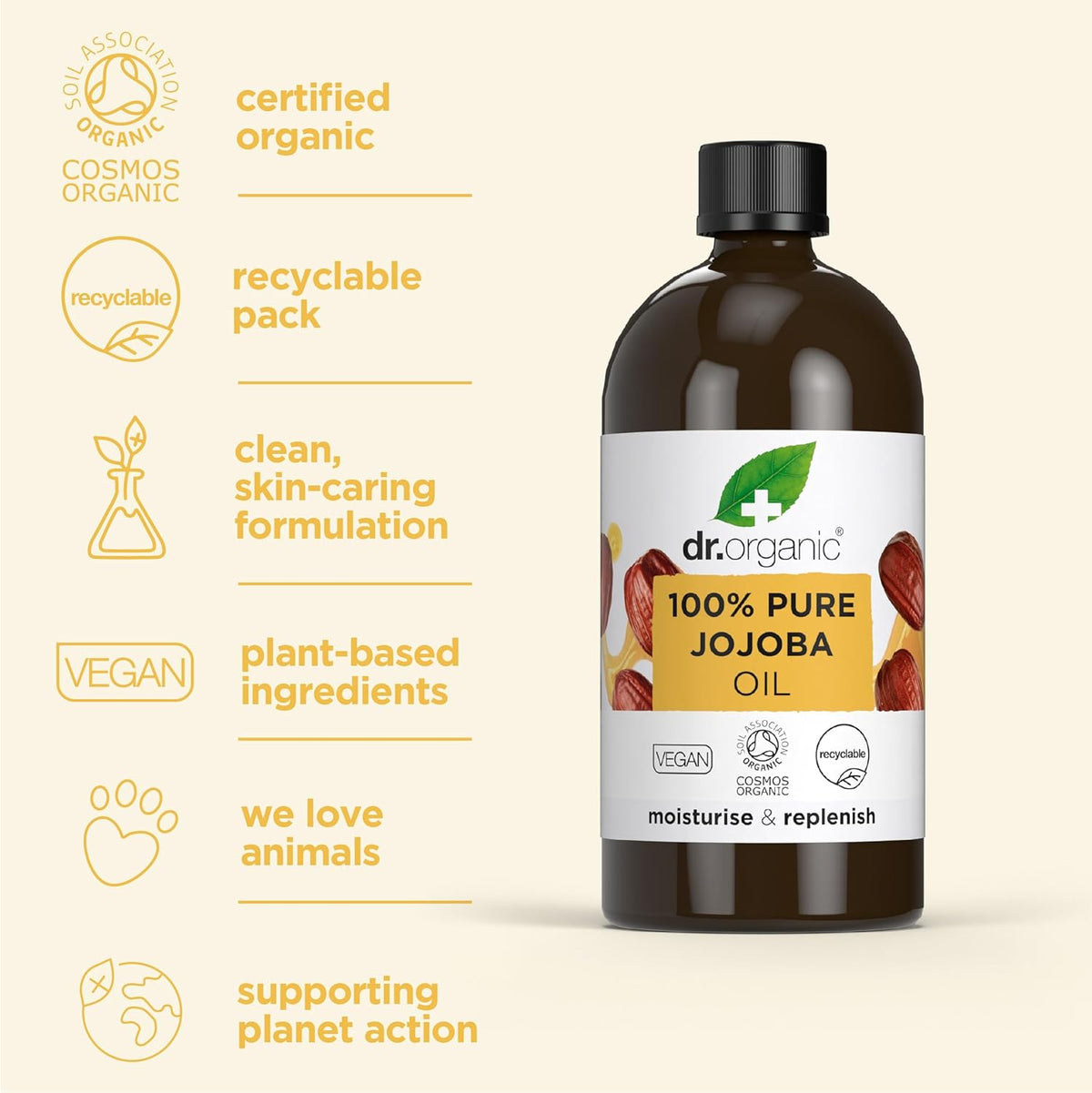 Dr Organic Moisturise And Replenish Pure Jojoba Oil 100ml