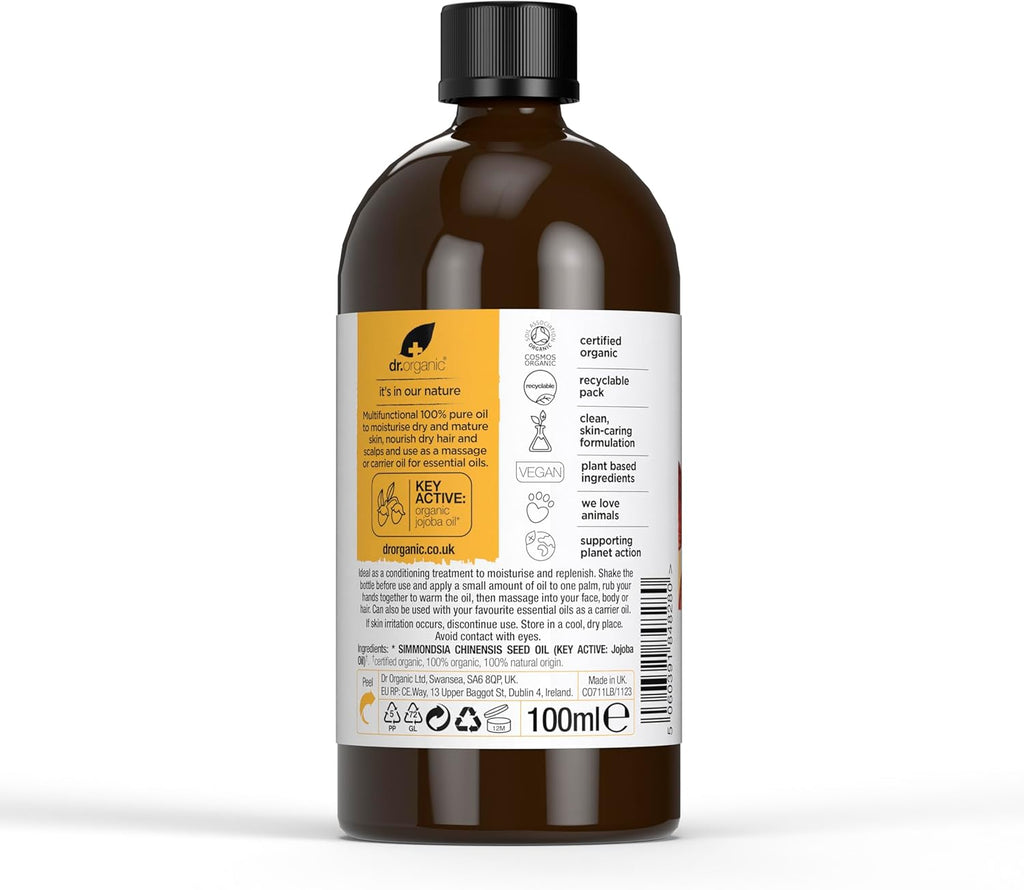 Dr Organic Moisturise And Replenish Pure Jojoba Oil 100ml