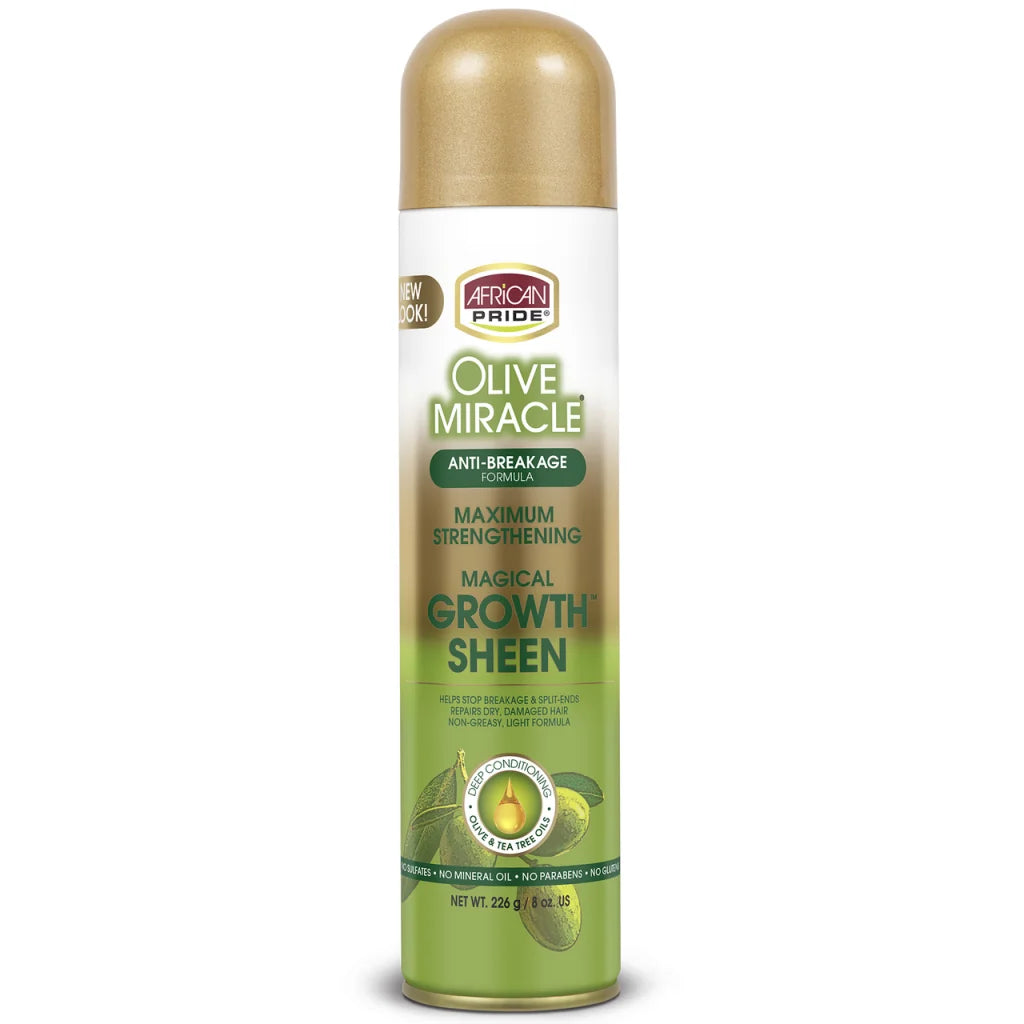 African Pride Olive Miracle Maximum Strengthening Growth Sheen Spray 226g-0
