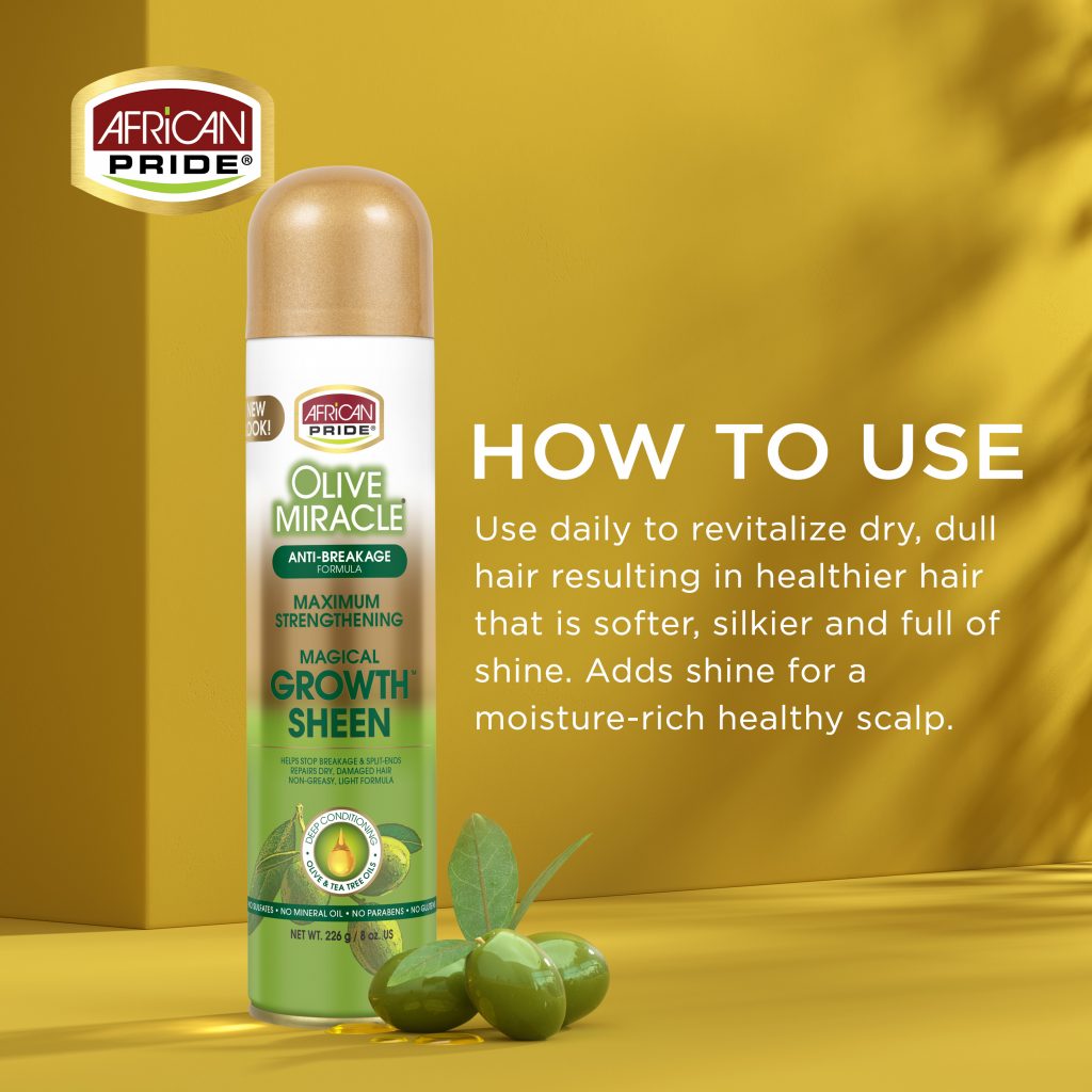 African Pride Olive Miracle Maximum Strengthening Growth Sheen Spray 226g-3