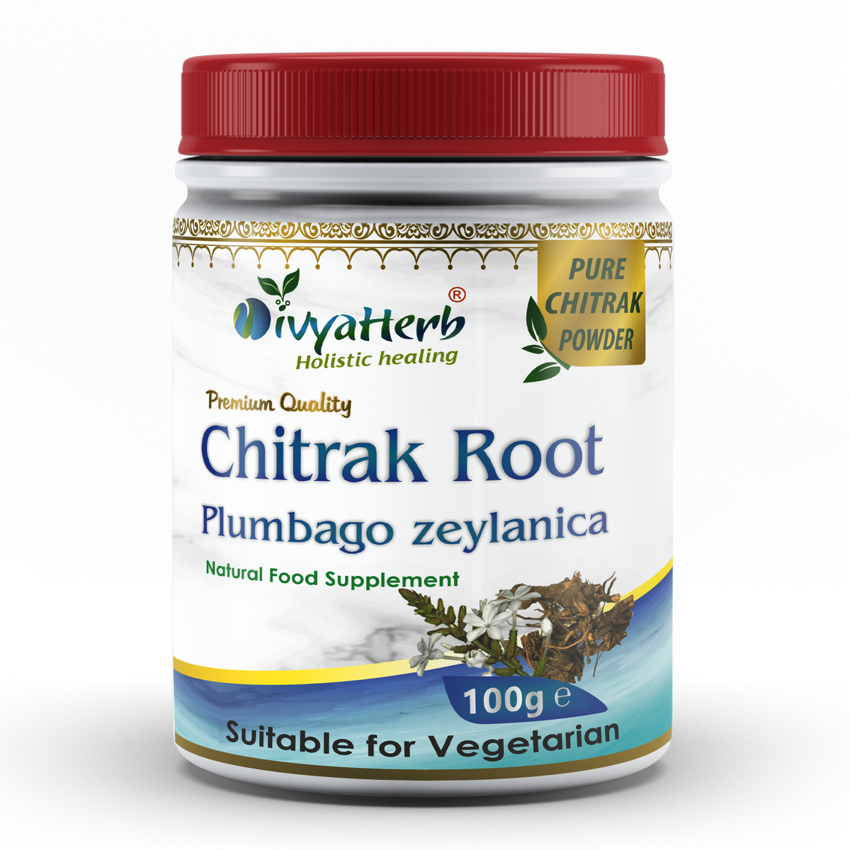 DivyaHerb Chitrak Root Powder 100 gram - Daily Wellness Support-0