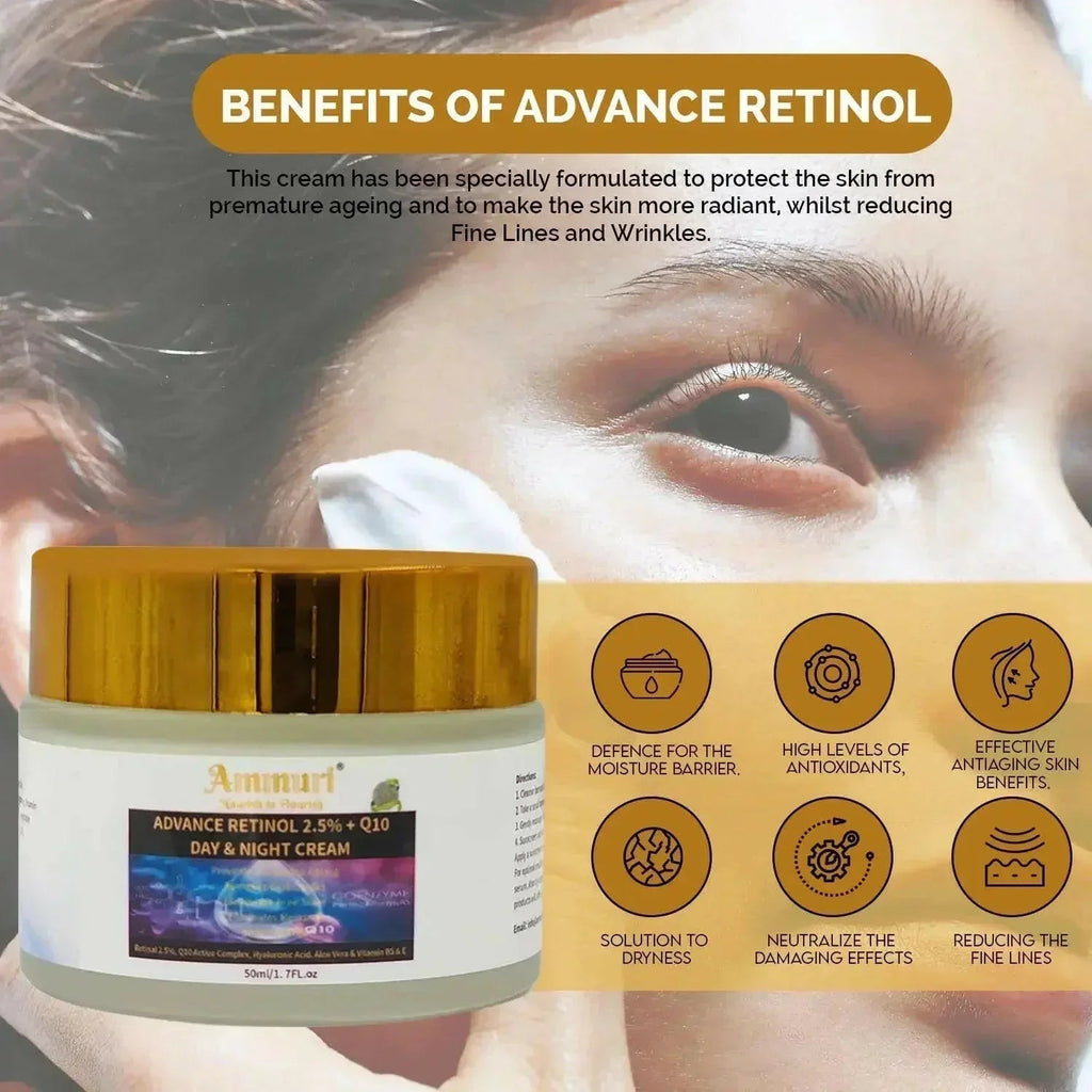 Q10 Face Cream & Retinol 2.5% Night Cream Set | Ammuri
