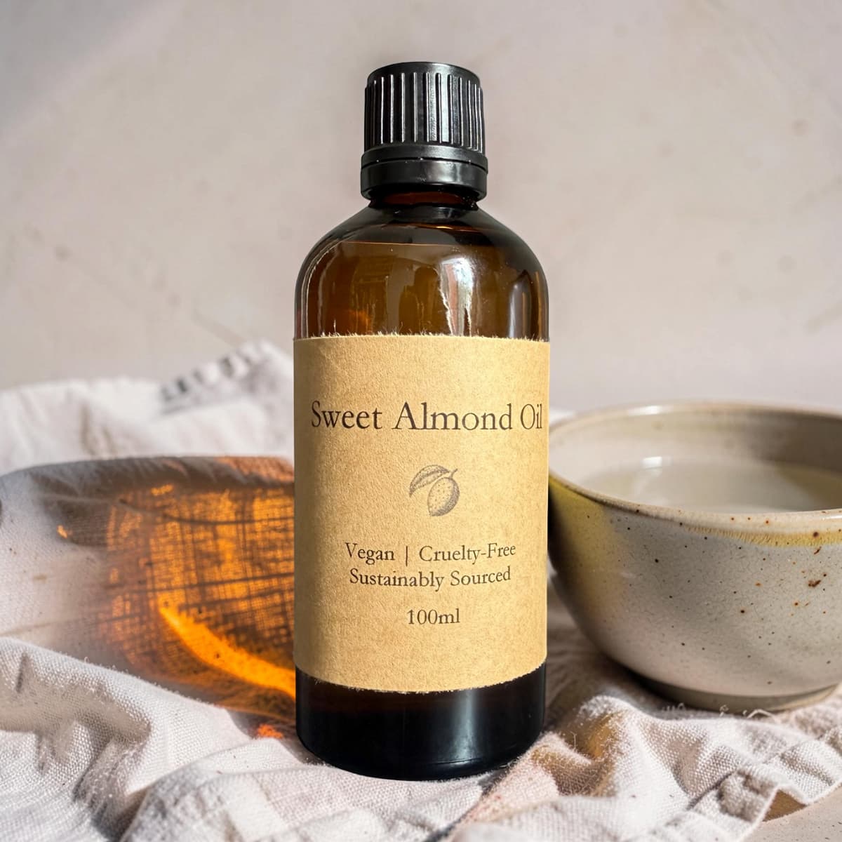 Sweet Almond Carrier Oil | Cold-Pressed Vegan 100 ml Amber Bottle-1